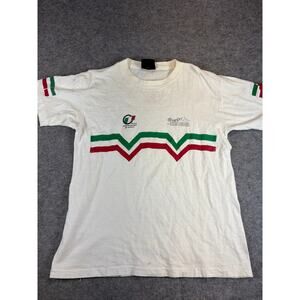 VINTAGE 90s Mexico Commission Nacional Shirt Mens Medium White Single Stitch Tee